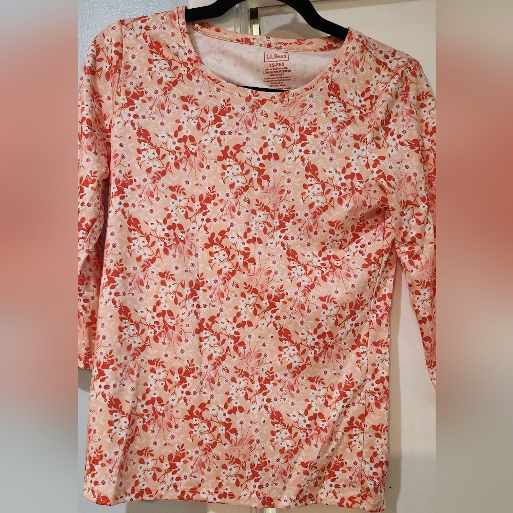 Women's L.L. Bean Floral 3/4 Sleeve, size XS-Reg NWT - Picture 4 of 8